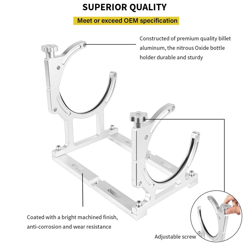 Bzsunway 7  Nitrous Oxide Nos Billet Aluminum Single Bottle Holder Bracket for 10-15 pound nitrous bottle Replace for PCE150.1001 - Image 4